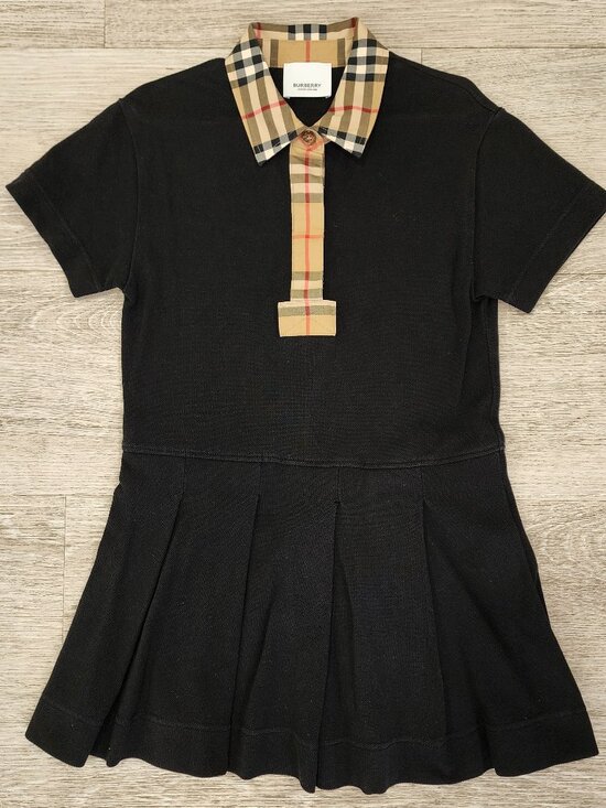Burberry Other - Burberry London Girls Black Nova Check Collared Cotton Shirt Dress Size 6Y